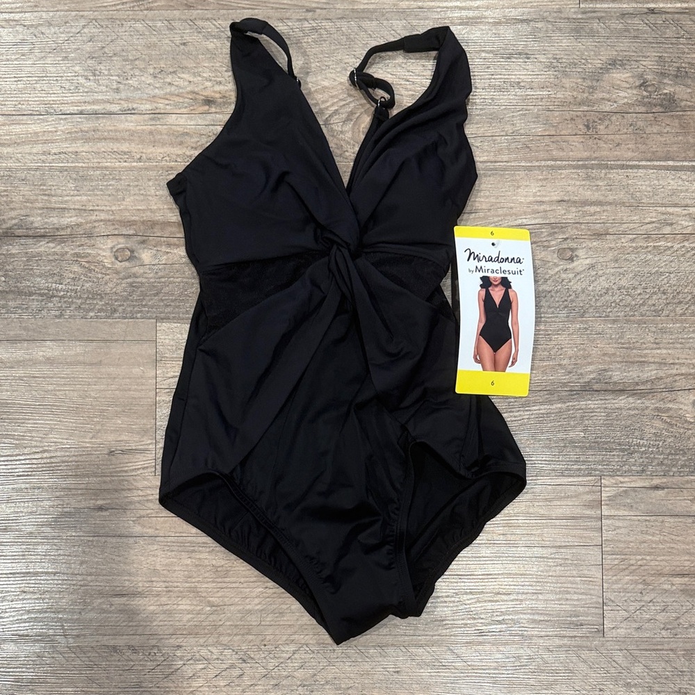 Miraclesuit Black Twist Front One-Piece Swimsuit